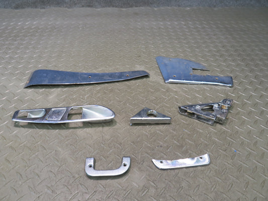 86-89 Mercedes R107 560SL Set of 7 Left Door Chrome Trim Panel Cover OEM