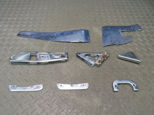 86-89 Mercedes R107 560SL Set of 8 Right Door Chrome Trim Panel Cover OEM