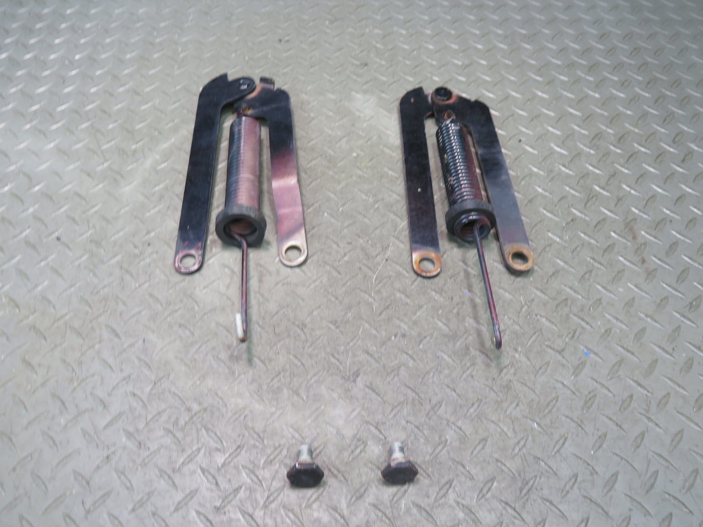 73-89 Mercedes R107 Front Left & Right Hood Hinge & Support Spring Set Black OEM