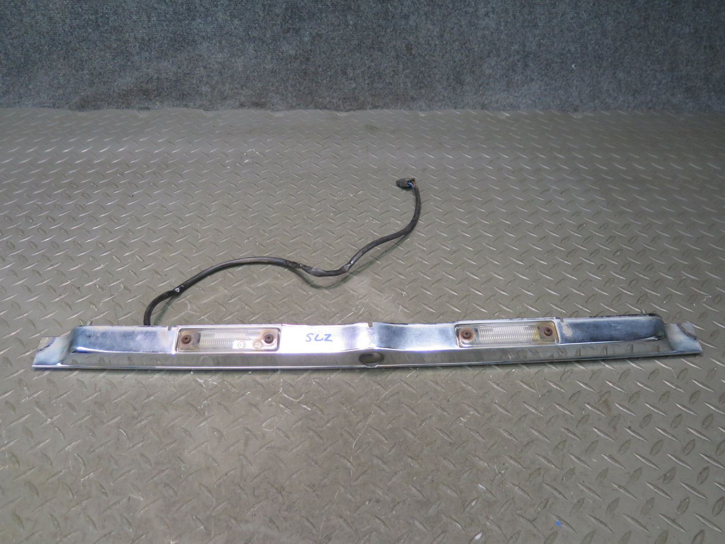 73-89 Mercedes R107 Rear Trunk Lid License Plate Light Chrome Molding Set OEM