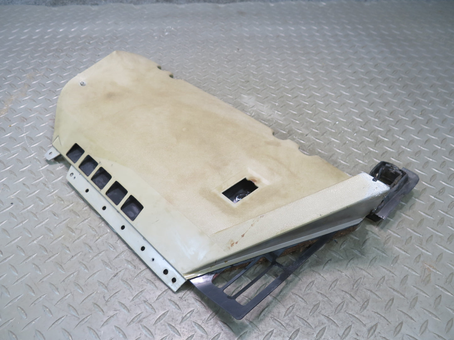 86-89 Mercedes R107 560SL Dash Lower Right Kick Trim Cover Panel Beige OEM