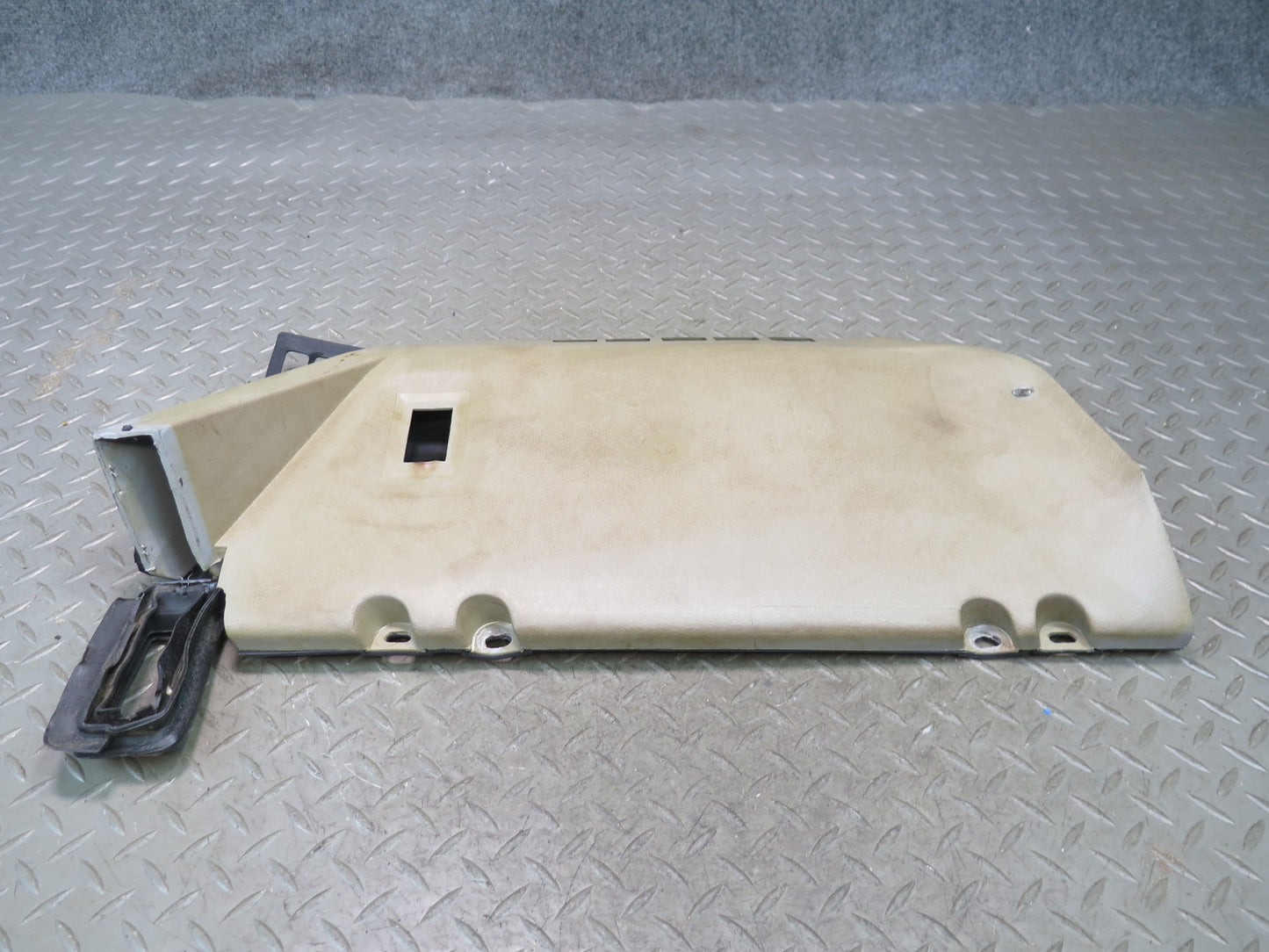 86-89 Mercedes R107 560SL Dash Lower Right Kick Trim Cover Panel Beige OEM