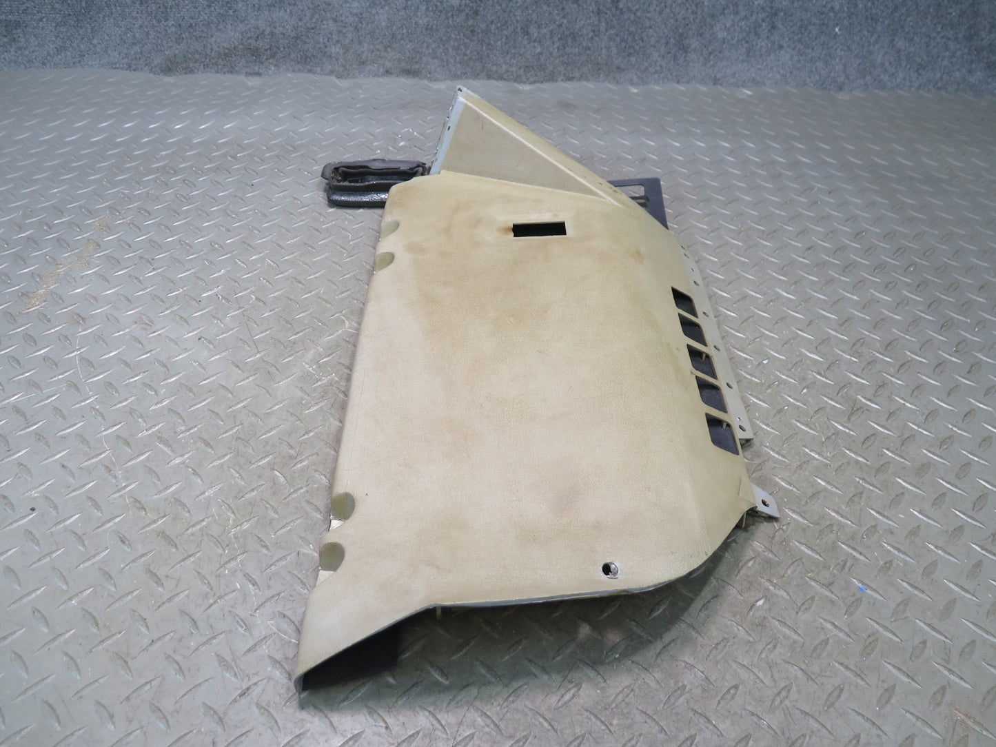86-89 Mercedes R107 560SL Dash Lower Right Kick Trim Cover Panel Beige OEM