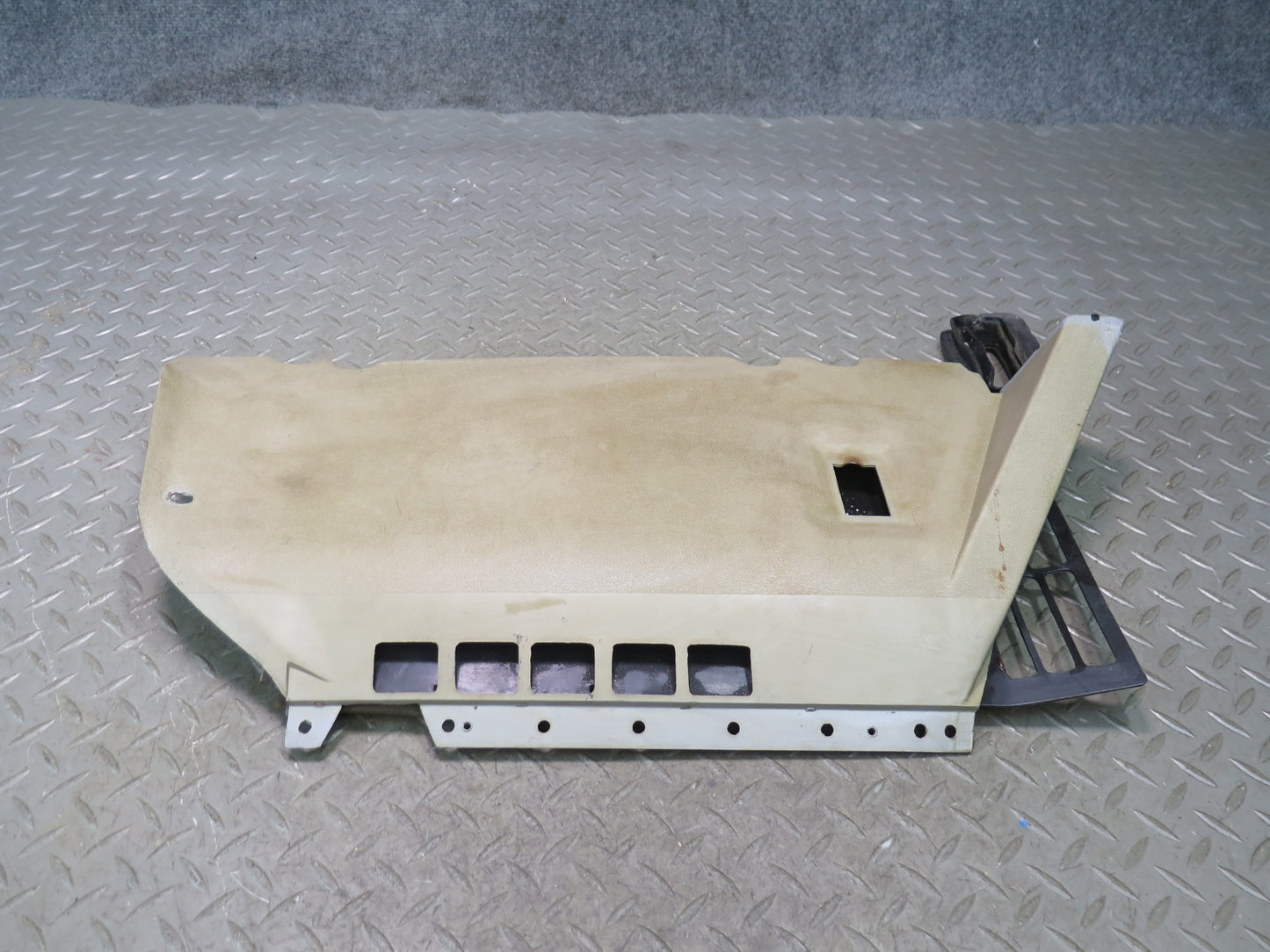 86-89 Mercedes R107 560SL Dash Lower Right Kick Trim Cover Panel Beige OEM