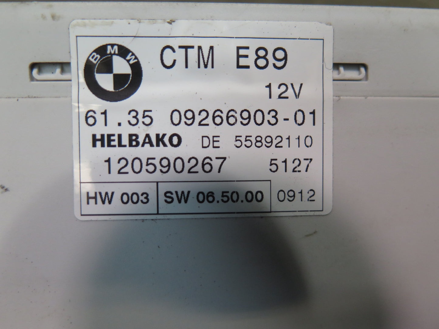 09-16 BMW E89 Z4 Convertible CTM Roof TOP Control Module 09266903 OEM