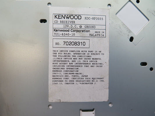 Kenwood KDC-MP2035 Radio CD Player Receiver