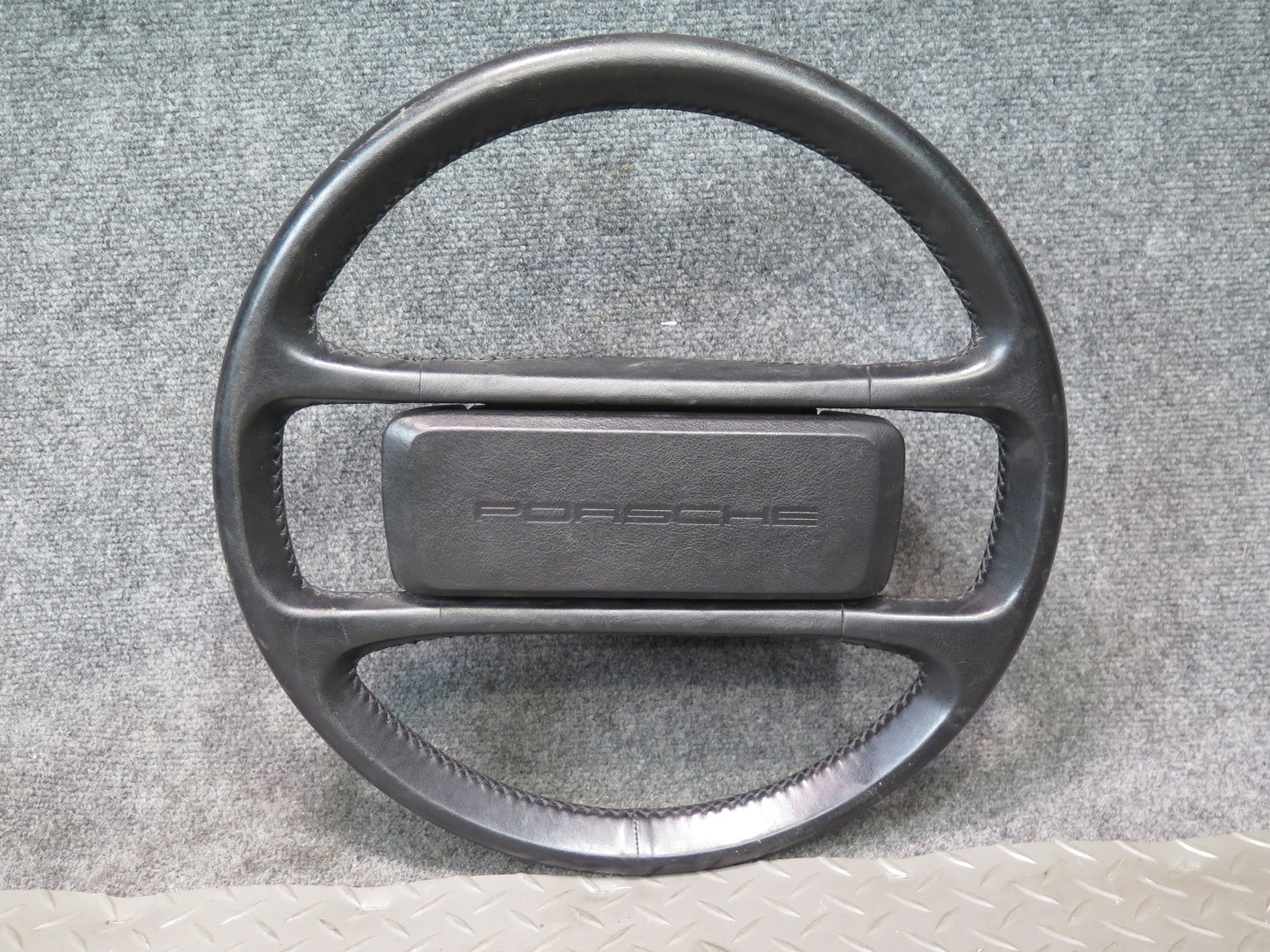 1984-1989 Porsche 928 S Leather Steering Black W/ Horn Pad Cover