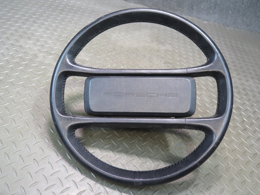 1984-1989 Porsche 928 S Leather Steering Black W/ Horn Pad Cover