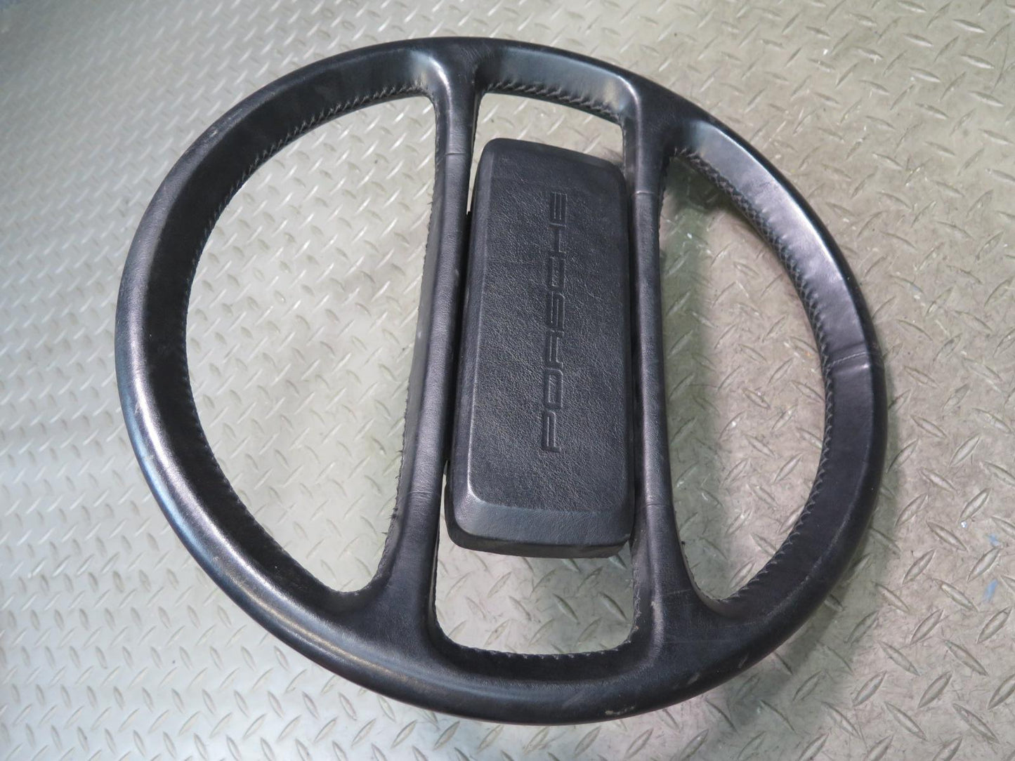 1984-1989 Porsche 928 S Leather Steering Black W/ Horn Pad Cover