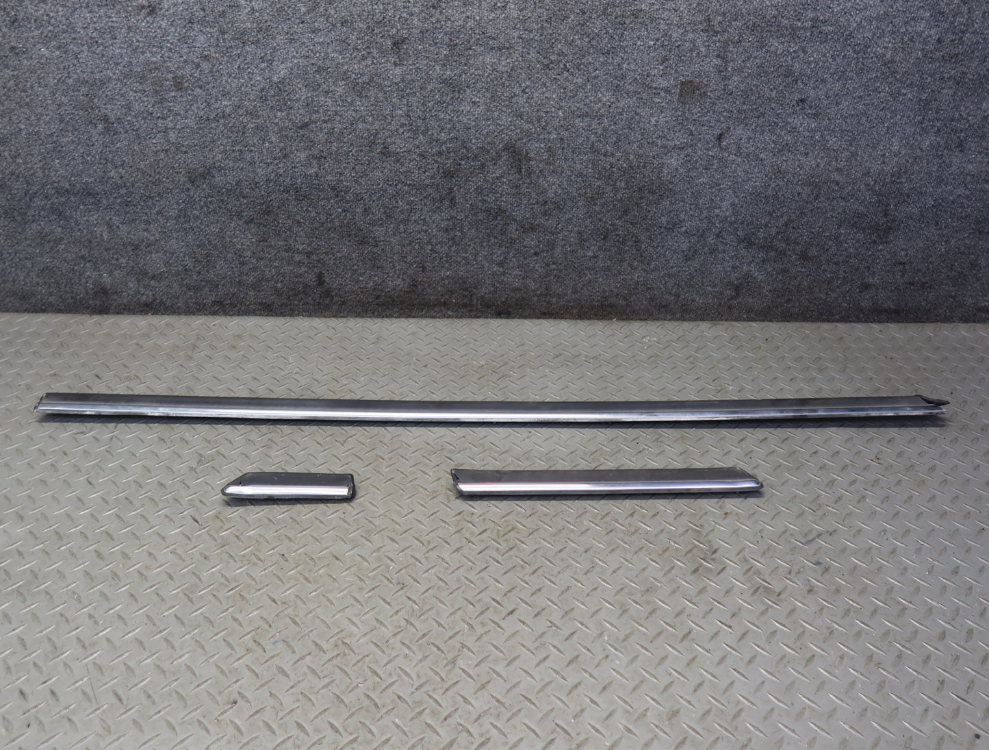 86-89 Mercedes R107 Set of 3 Left Door Rear Fender Trim Molding Cover OEM