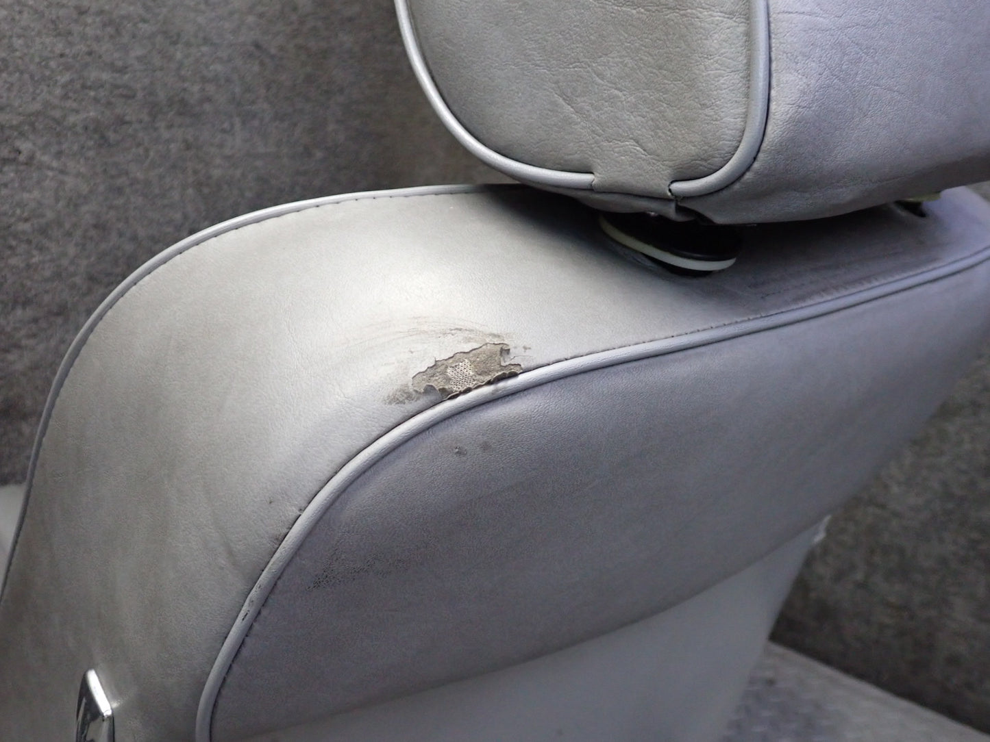 86-89 Mercedes R107 560SL Front Left & Right Leather Seat Gray w Adjuster OEM