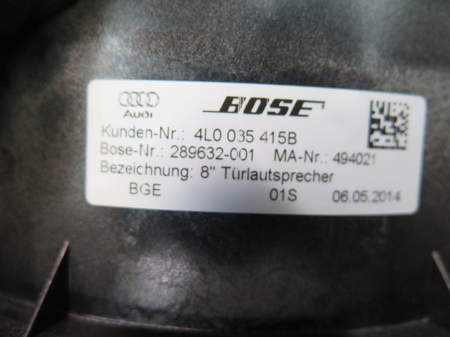 07-15 Audi 4L Q7 Set of 2 Front Left & Right Door Bose Speaker 4L0035415B OEM