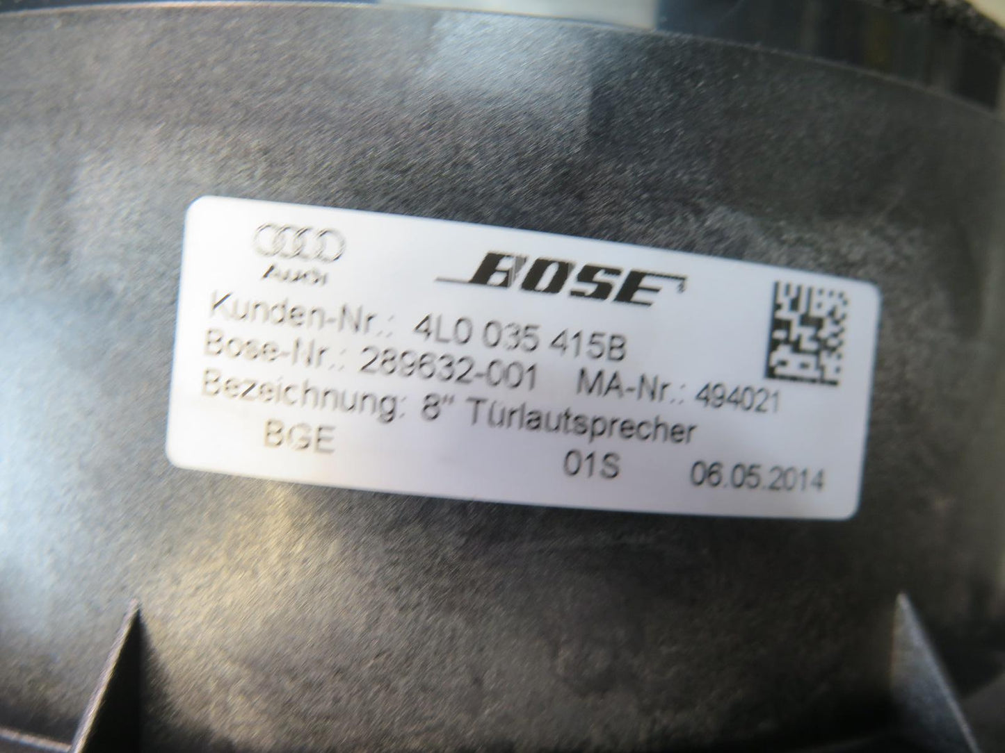 07-15 Audi 4L Q7 Set of 2 Front Left & Right Door Bose Speaker 4L0035415B OEM