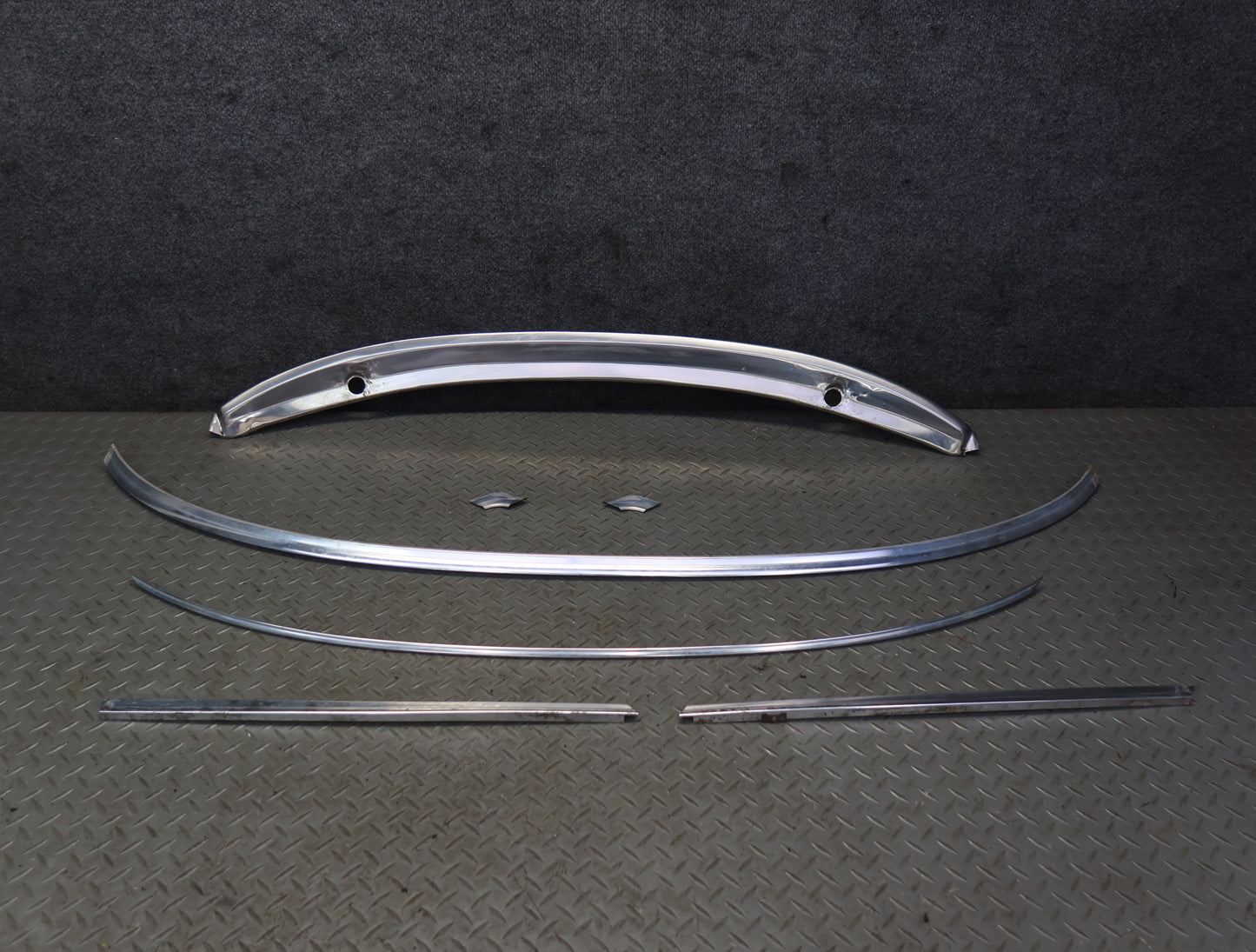 86-89 Mercedes R107 560SL Front Windshield Chrome Molding Trim Set OEM