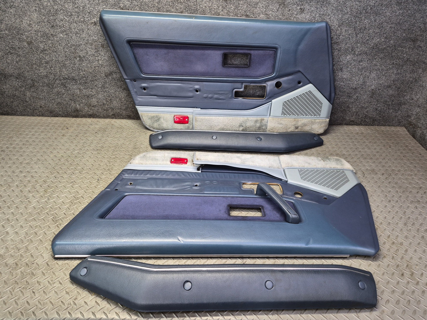 85-89 Nissan Z31 300ZX Set of 2 Door Interior Trim Cover Panel Blue OEM