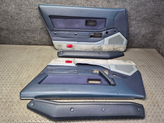 85-89 Nissan Z31 300ZX Set of 2 Door Interior Trim Cover Panel Blue OEM