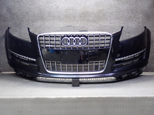 10-15 Audi 4L Q7 Front Bumper Cover w Grille PDC Sensors & Fog Lights Black OEM