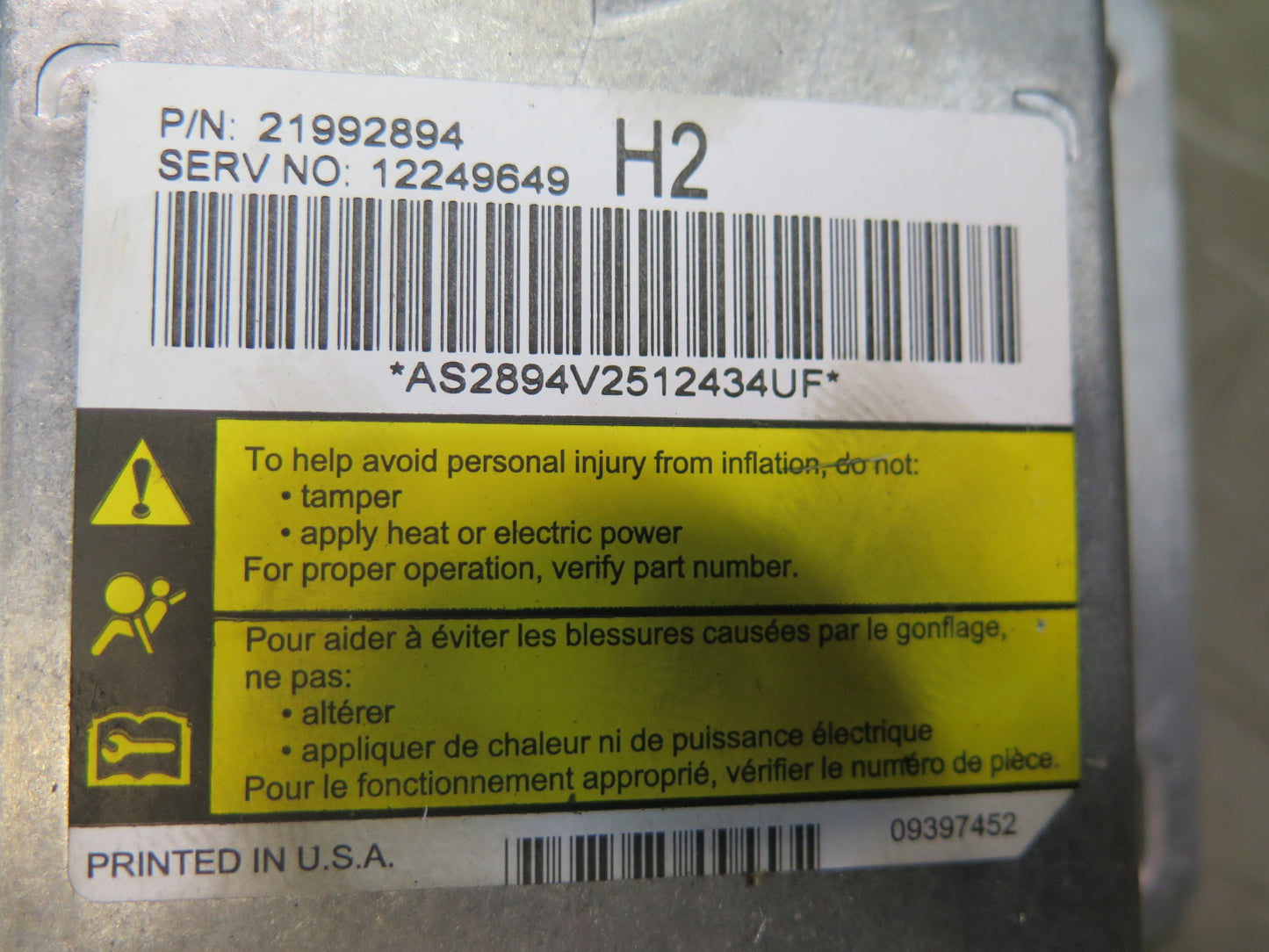 2005 HUMMER H2 SRS AIRBAG CONTROL MODULE UNIT W SENSORS SET OEM