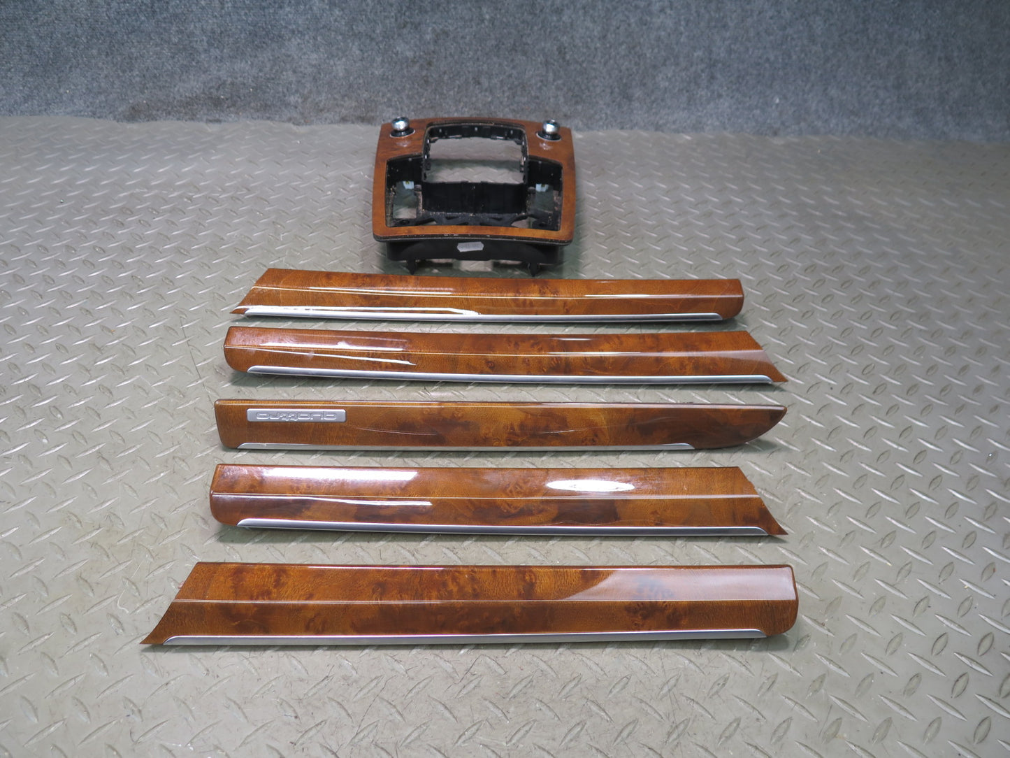 10-15 Audi Q7 4L Set of 6 Dash Center Console Door Trim Panel Woodgrain OEM