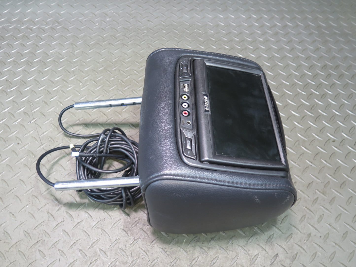 08-15 Audi 4L Q7 Set of 2 Front Leather Headrest w Monitor & Interface Box OEM