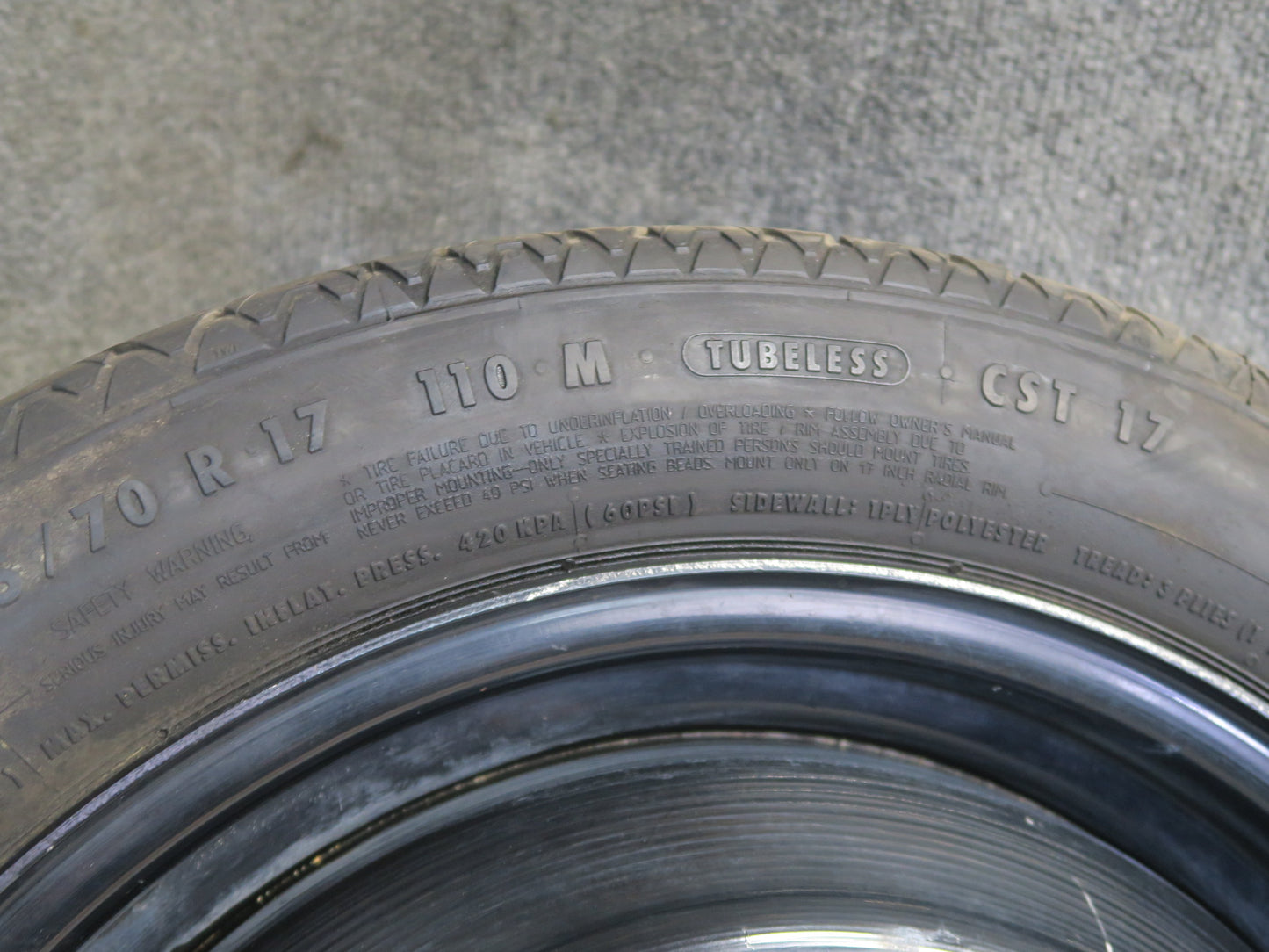 88-96 Chevrolet Corvette C4 Emergency Spare Tire R17" Wheel 17x4J 155/70 OEM