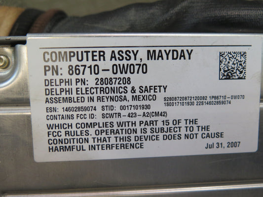 07-09 Lexus UVF46L LS600h LS460 Mayday Communication Control Module OEM