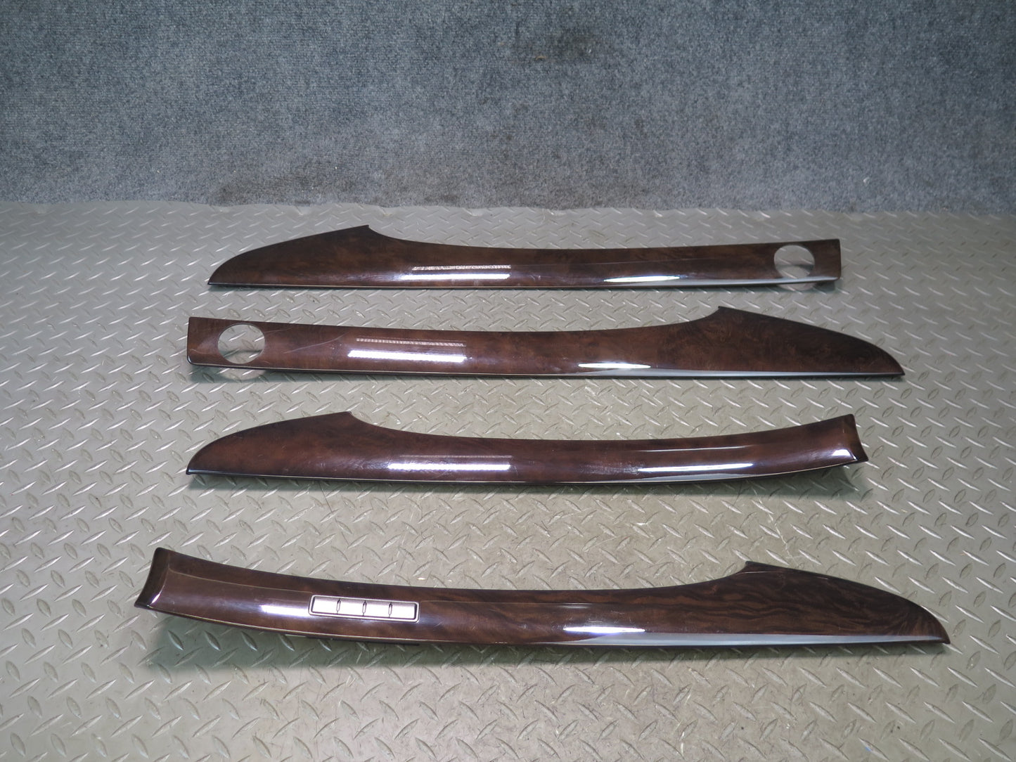 08-09 Lexus UVF46L LS600hL Long Front & Rear Door Wood Trim Bezel Cover Set OEM