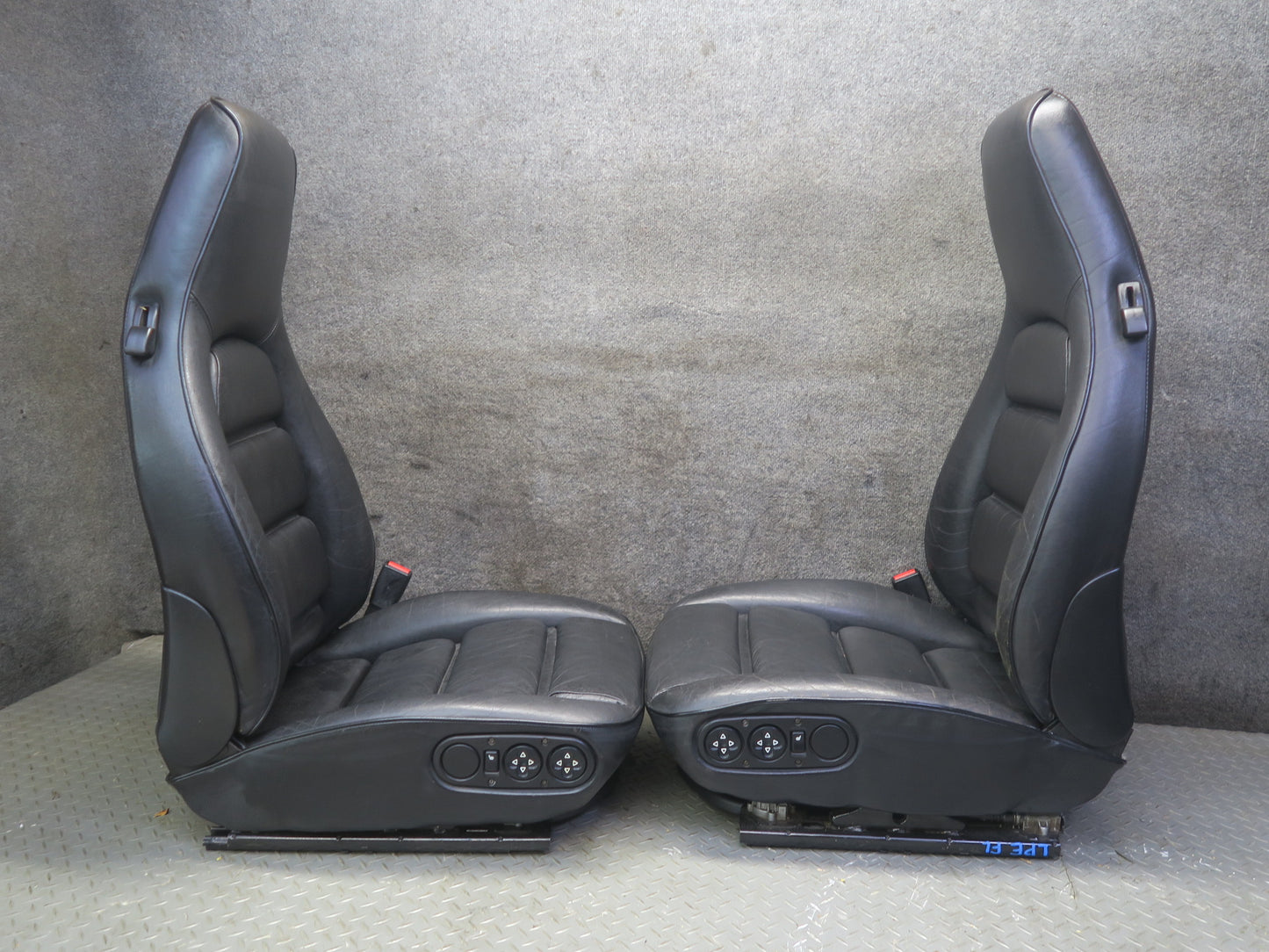 85-86 Porsche 928 S Front & Rear Left Right Side Power Seat Leather Black Set