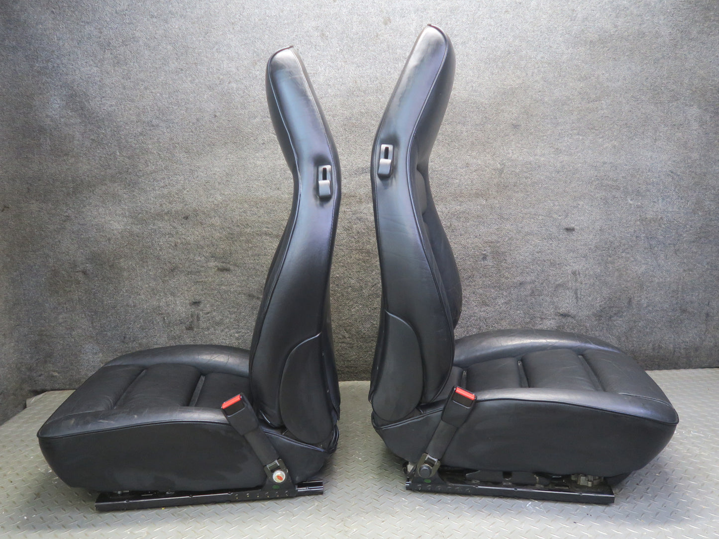 85-86 Porsche 928 S Front & Rear Left Right Side Power Seat Leather Black Set