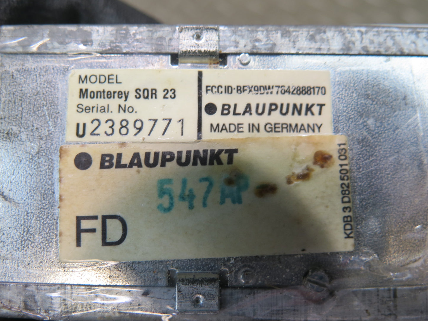 1986 Porsche 928 Blaupunkt Monterey SQR23 Car Stereo Cassette Radio Player