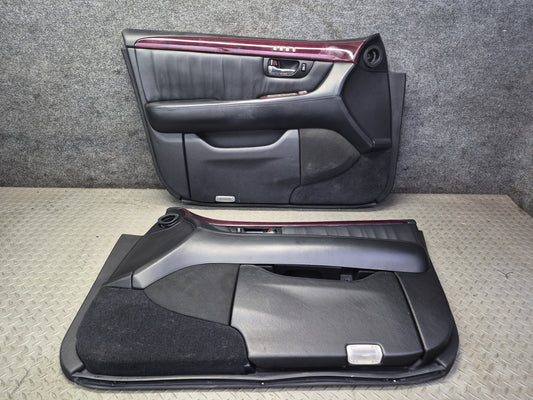 01-03 Lexus UCF30L LS430 Set of 2 Front Door Interior Trim Cover Panel Black OEM