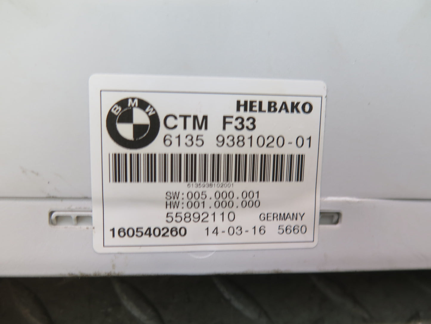 15-20 BMW F33 F83 M4 Convertible TOP Roof Control  Module 9381020