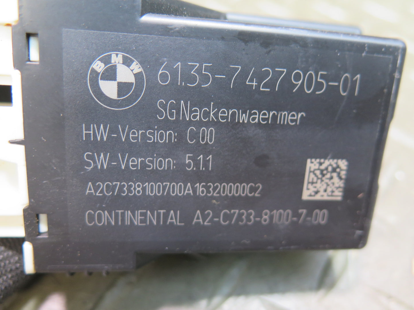 15-20 BMW F33 F83 M4 Convertible Neck Heater Control Module 7427905