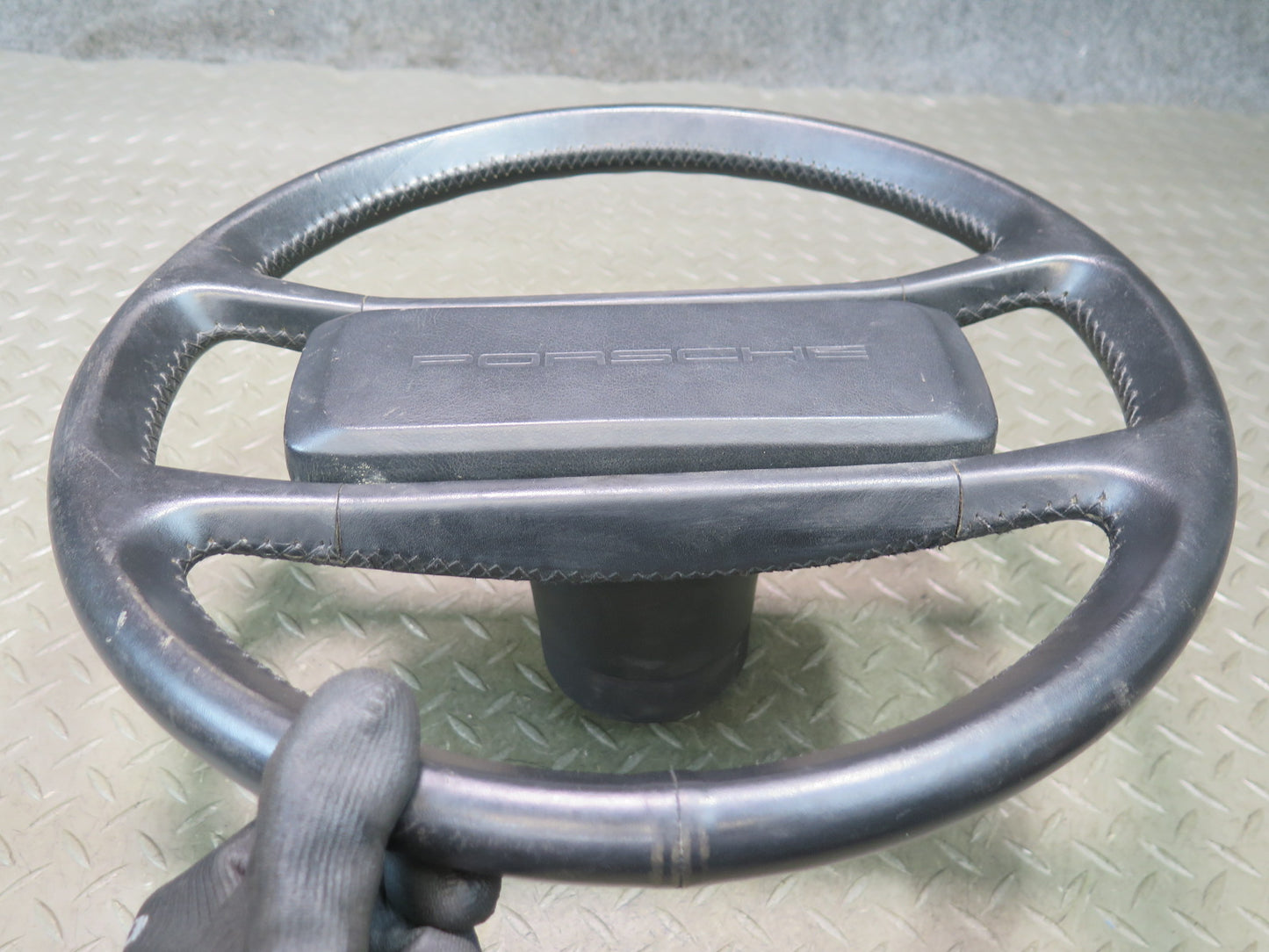 1984-1989 Porsche 928 S Leather Steering Black W/ Horn Pad Cover