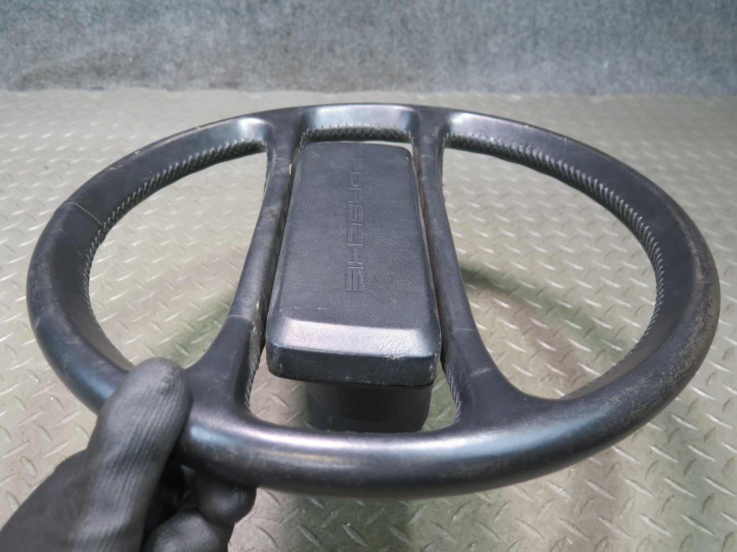 1984-1989 Porsche 928 S Leather Steering Black W/ Horn Pad Cover