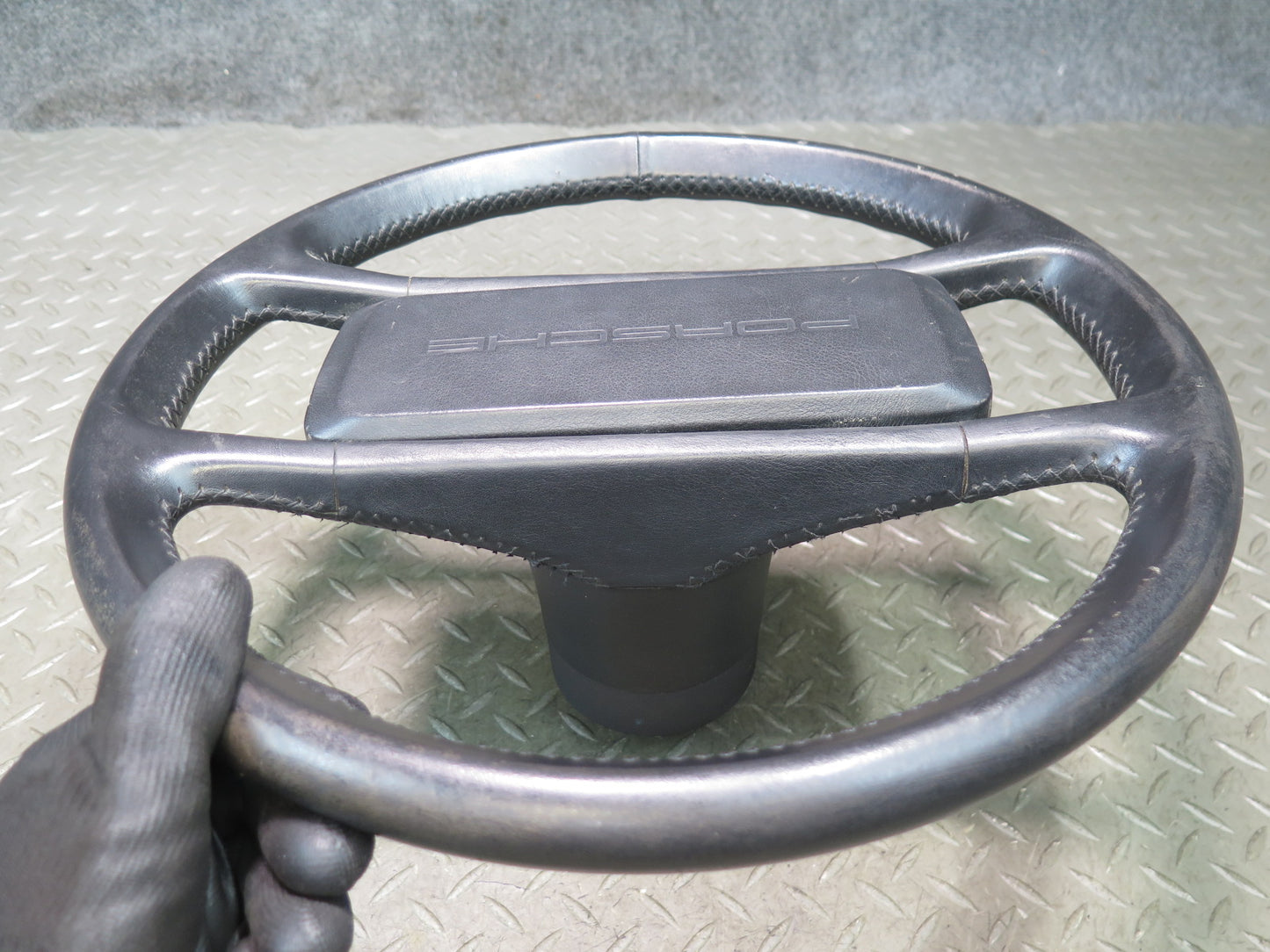 1984-1989 Porsche 928 S Leather Steering Black W/ Horn Pad Cover
