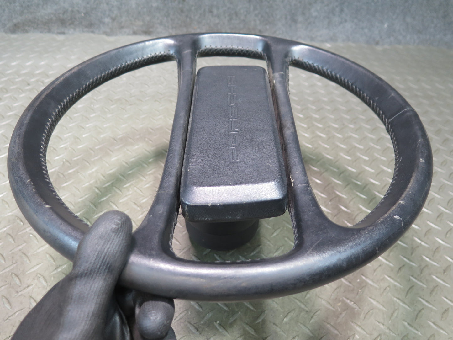 1984-1989 Porsche 928 S Leather Steering Black W/ Horn Pad Cover