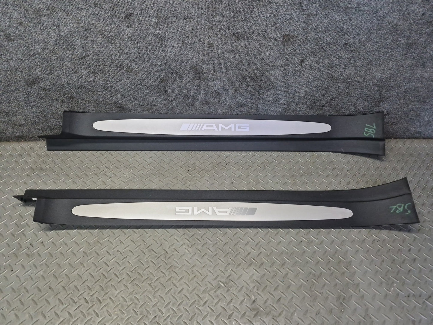 03-06 Mercedes R230 SL55 AMG Set of 2 Door Scuff Sill Plate Trim Cover OEM