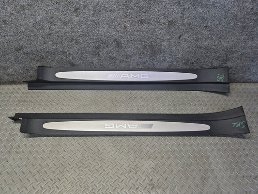 03-06 Mercedes R230 SL55 AMG Set of 2 Door Scuff Sill Plate Trim Cover OEM