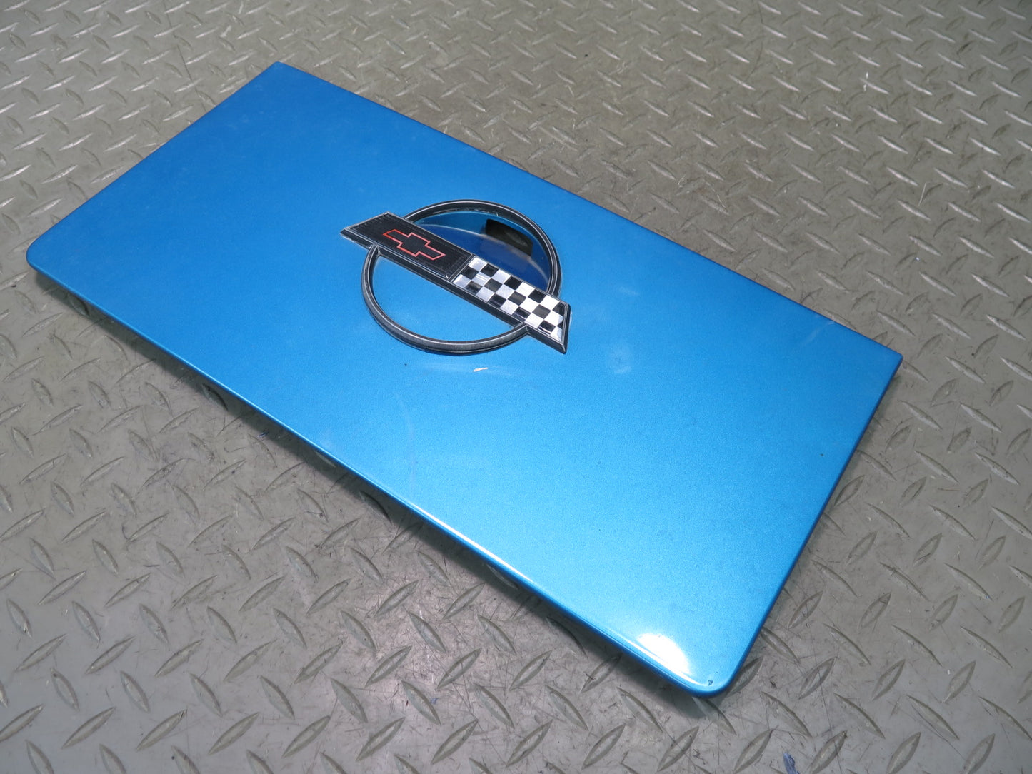 86-96 Chevrolet Corvette C4 Fuel Tank Filler Door Lid w Emblem Bright Aqua OEM