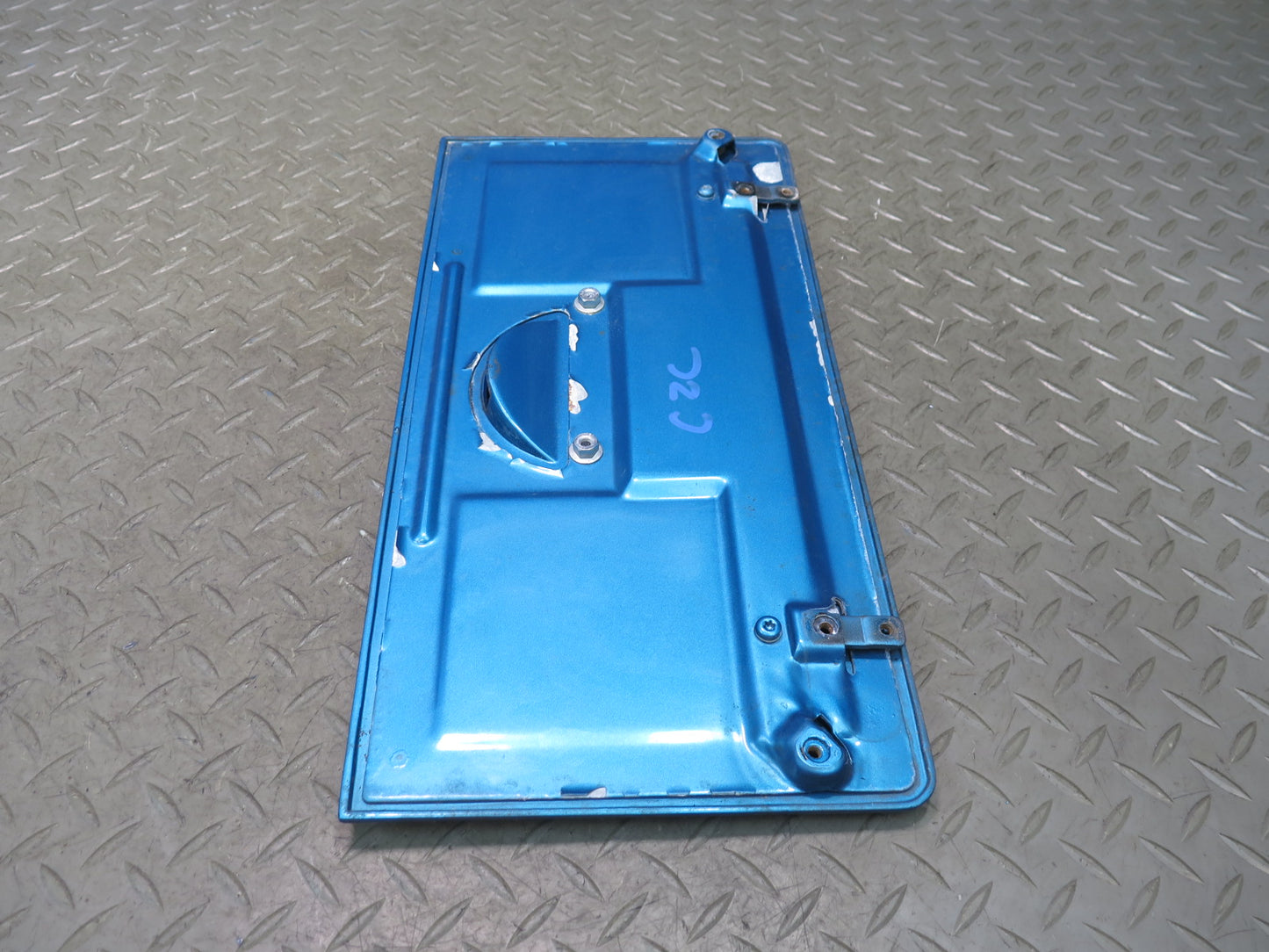 86-96 Chevrolet Corvette C4 Fuel Tank Filler Door Lid w Emblem Bright Aqua OEM