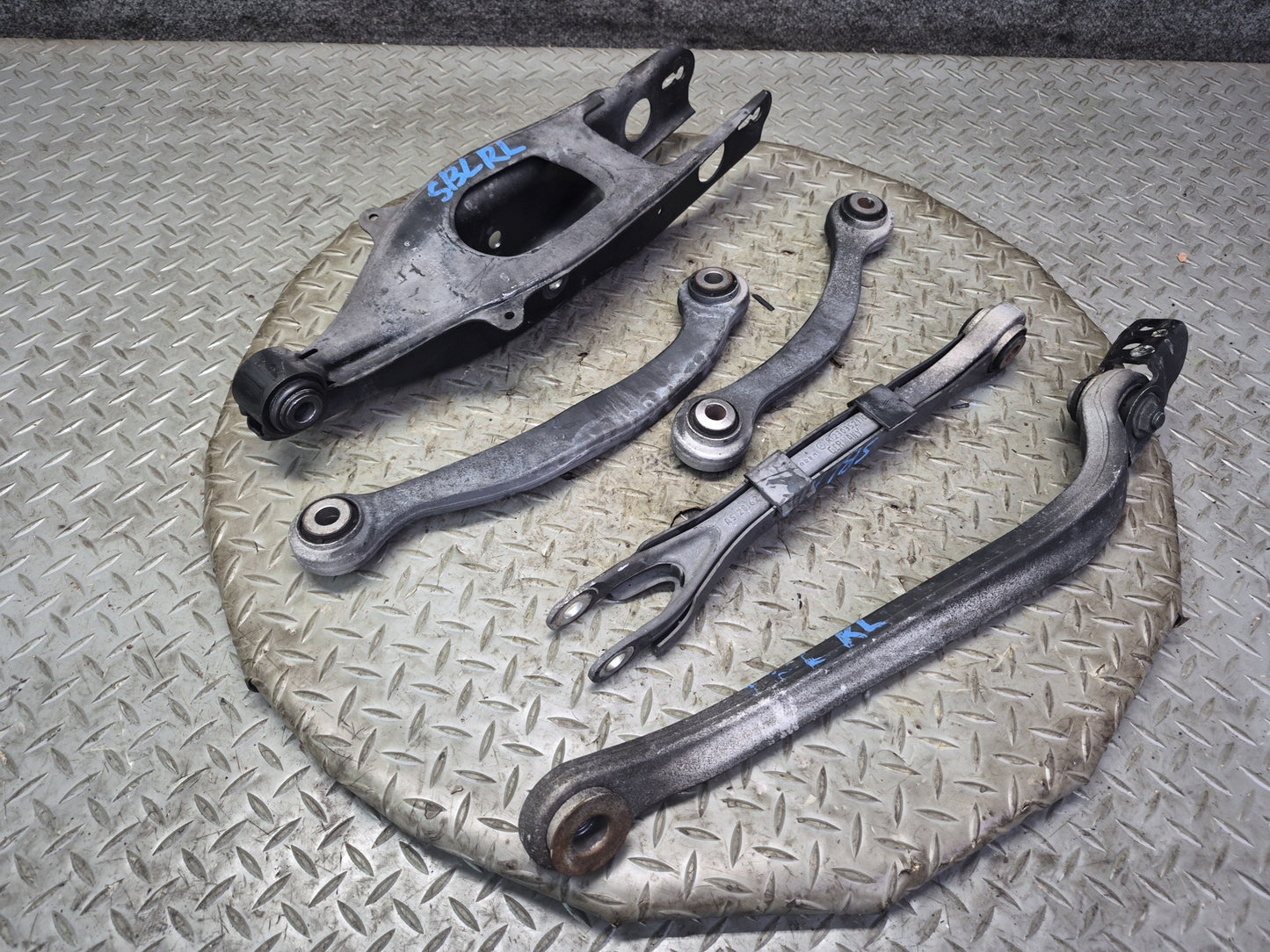 03-08 Mercedes R230 SL55 AMG Set of 5 Rear Left Upper & Lower Control Arm OEM