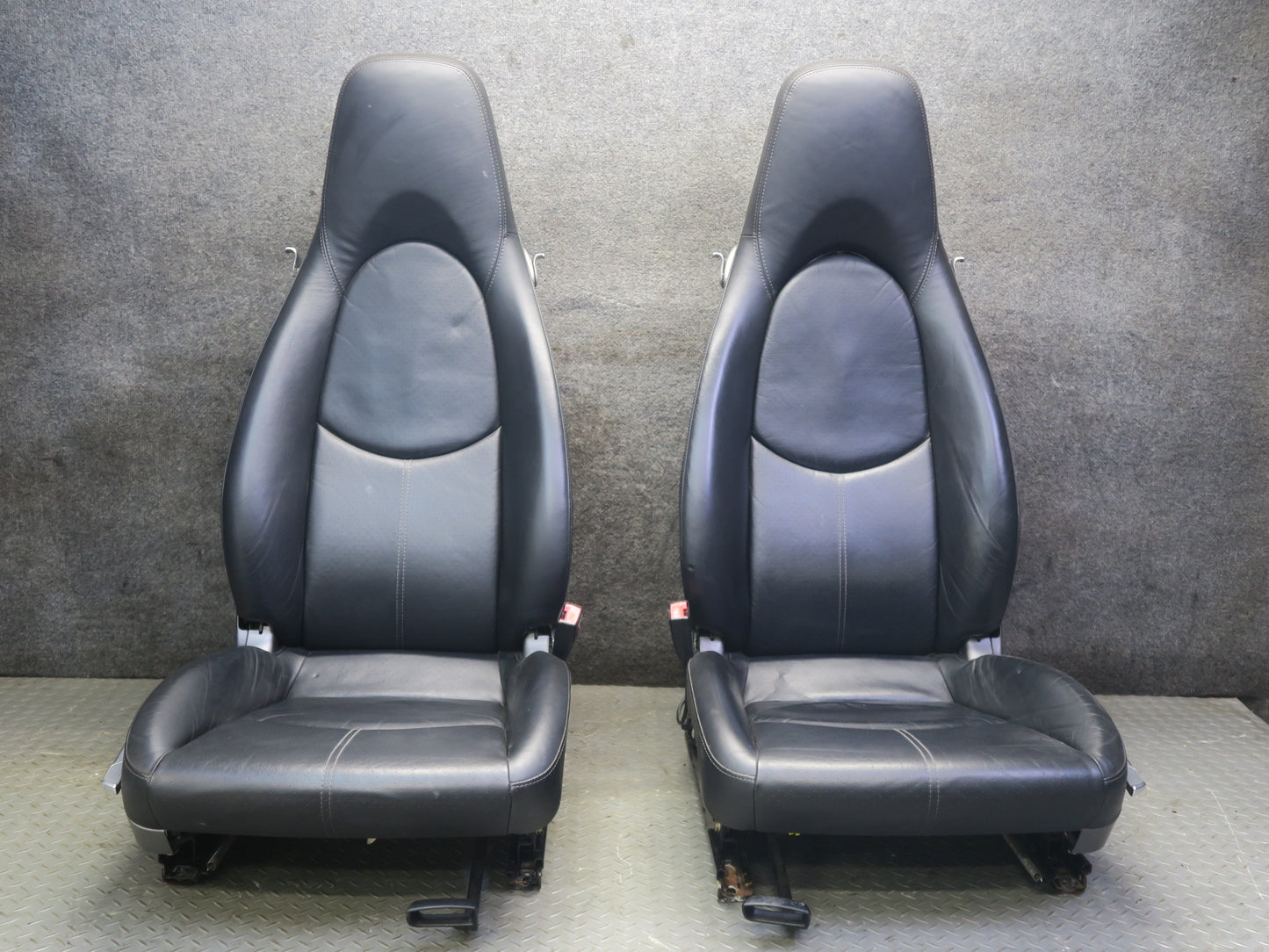 2005-2008 Porsche Boxster 987 Front Left & Right Side Seat Leather Black Set 50K