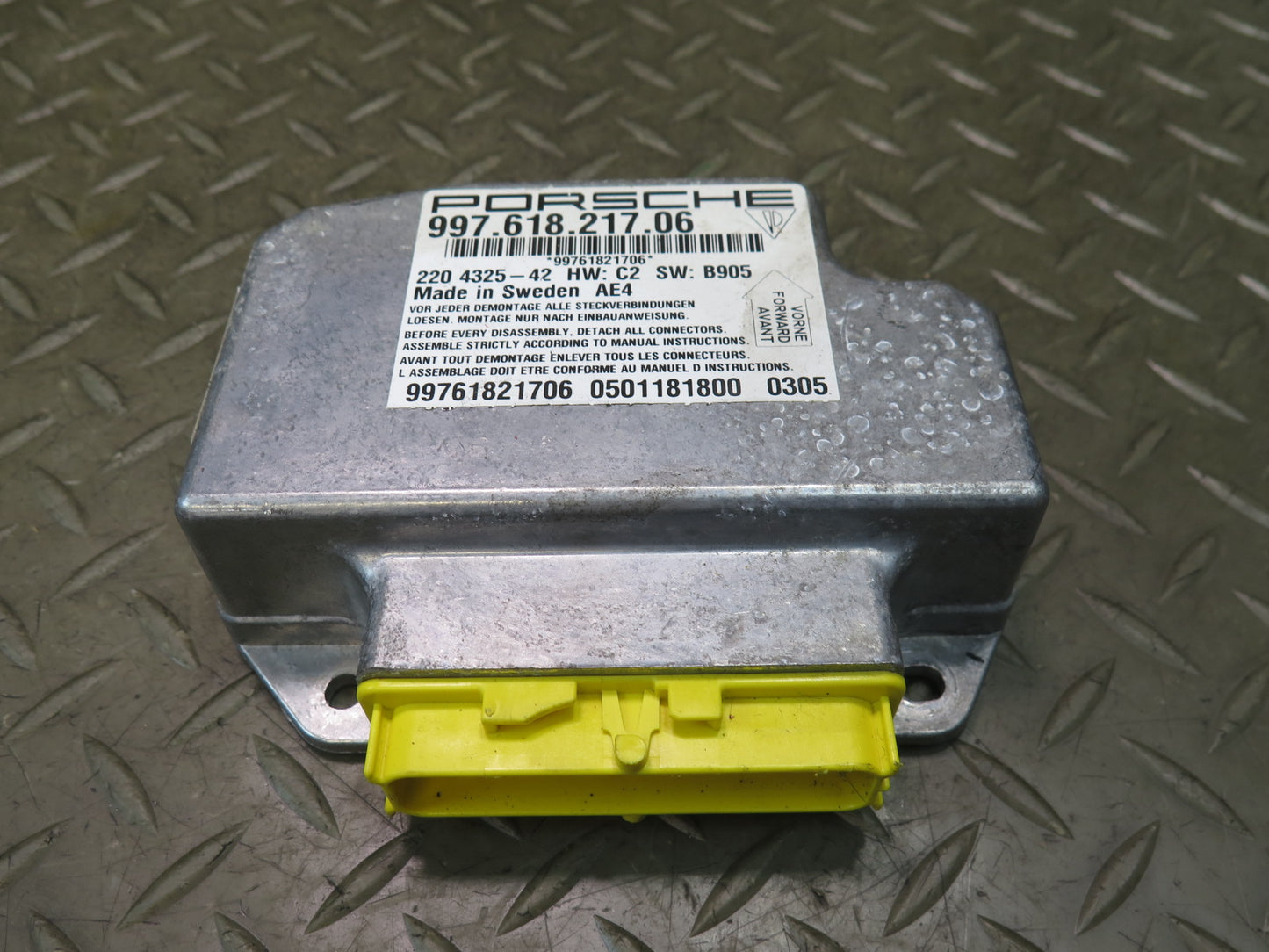 05-12 PORSCHE BOXTER 987 SRS AIRBAG CONTROL MODULE UNIT 99761821708 OEM
