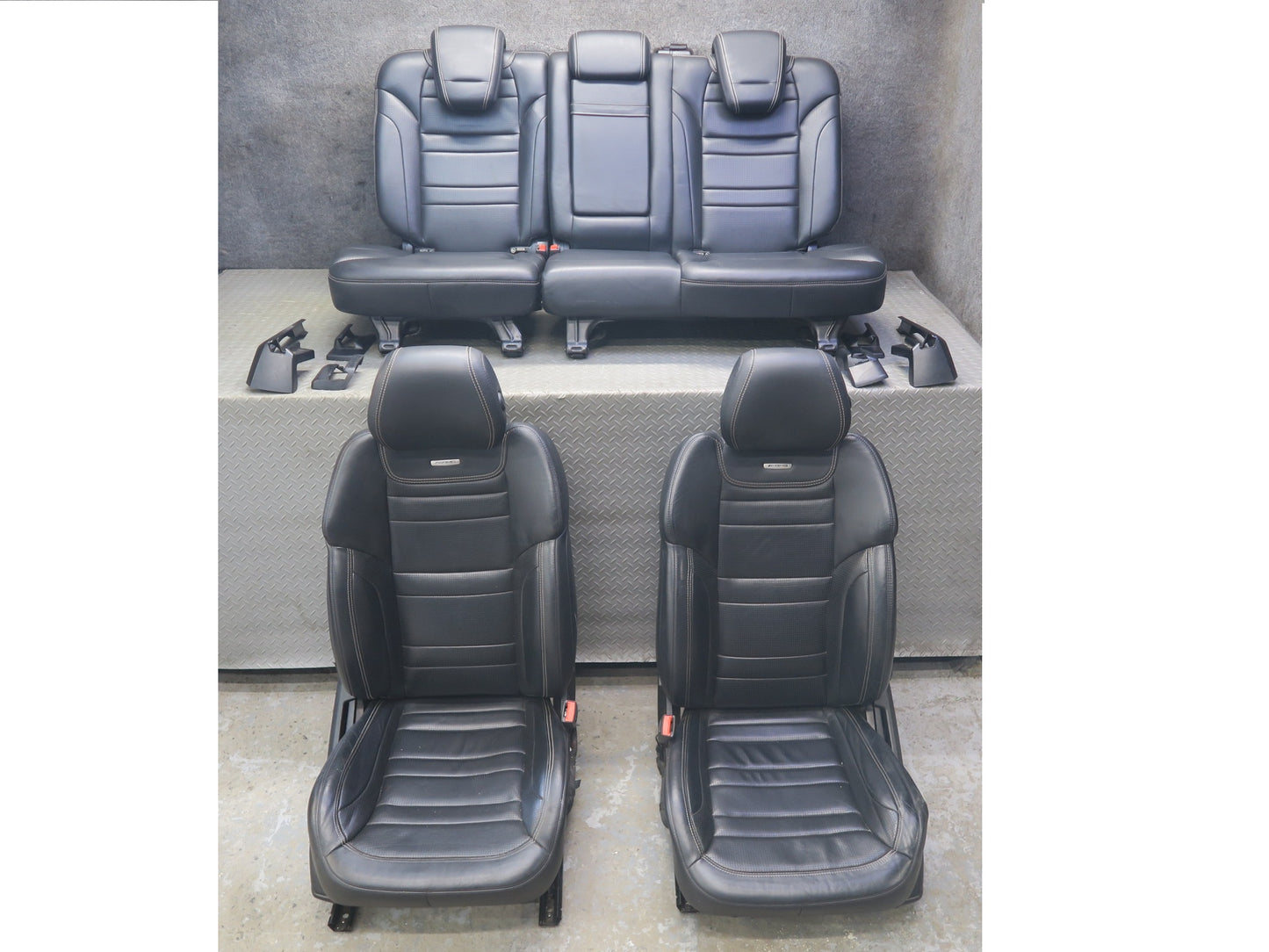12-15 Mercedes W166 ML AMG Front & Rear Leather Sport Seat Black Anthracite Set