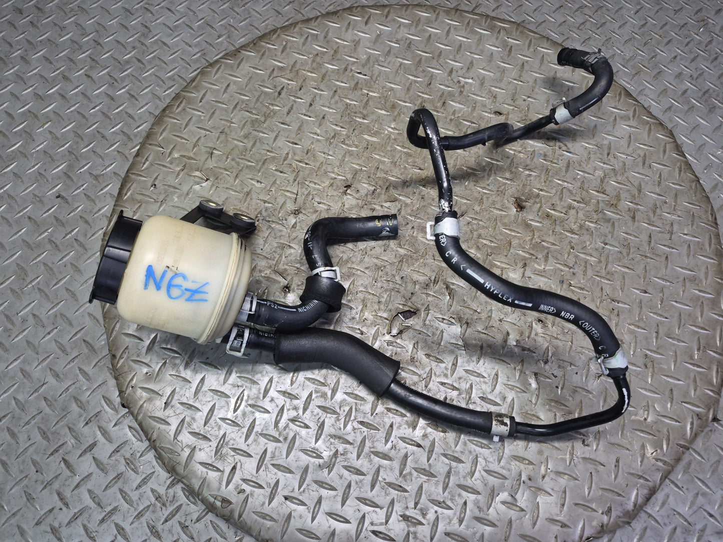 06-07 Nissan 350Z Z33 Convert Power Steering Fluid Reservoir Tank w Hose OEM