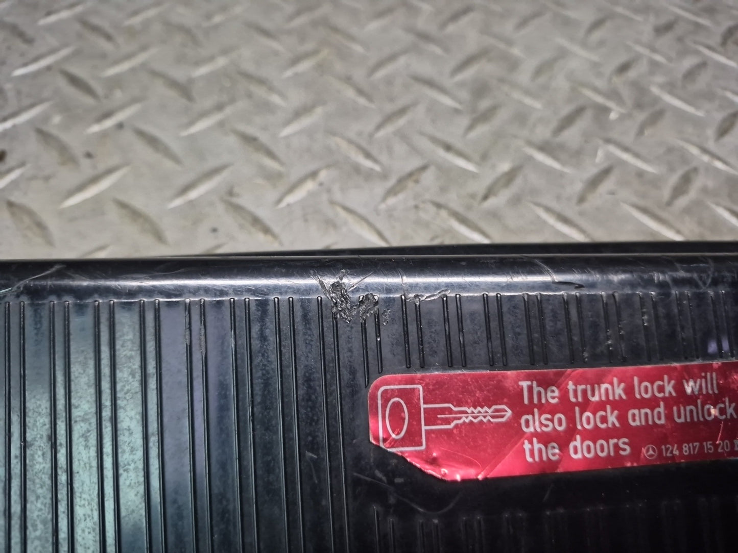 86-91 Mercedes W126 560SEL Rear Trunk Scuff Plate Trim Panel 1266981189 OEM