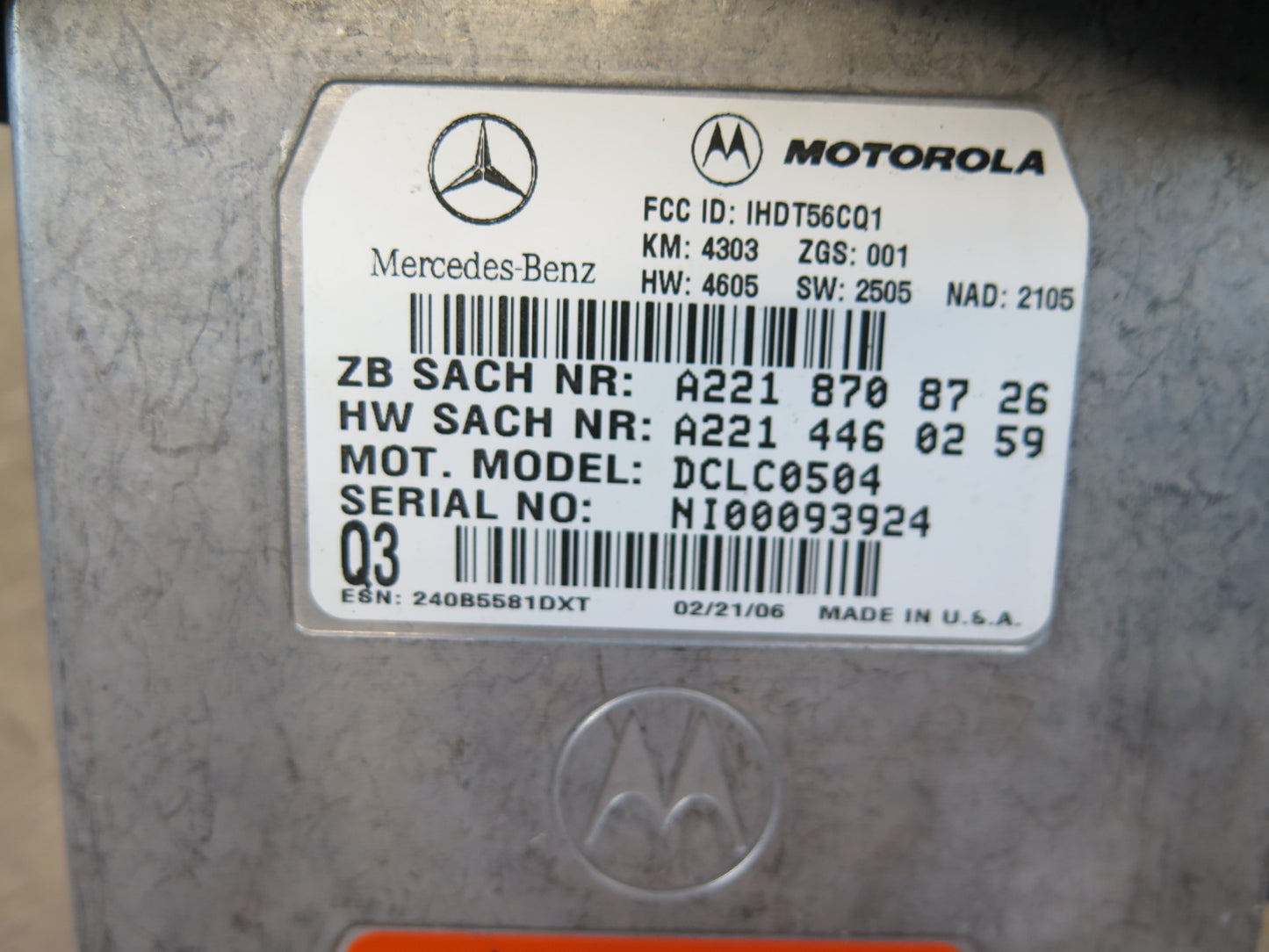 05-11 Mercedes R171 Slk-class Voice Communication Control Module 2218708726 OEM