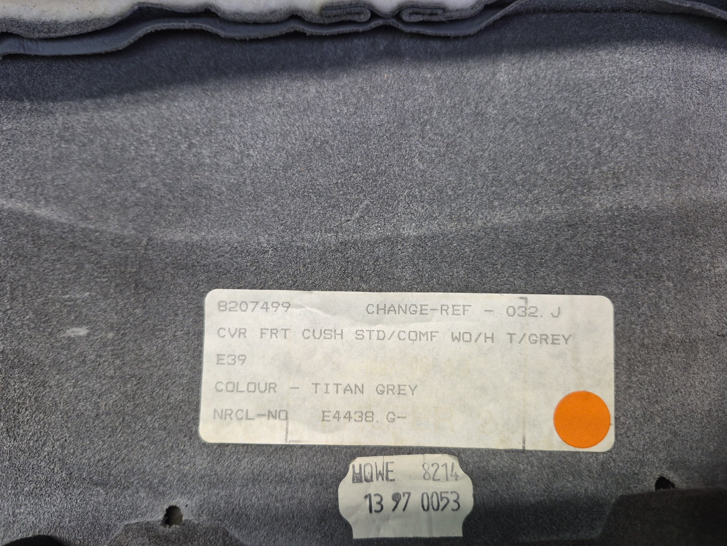97-03 BMW E39 540i Front Right Heated Seat Lower Leather Cushion Gray OEM