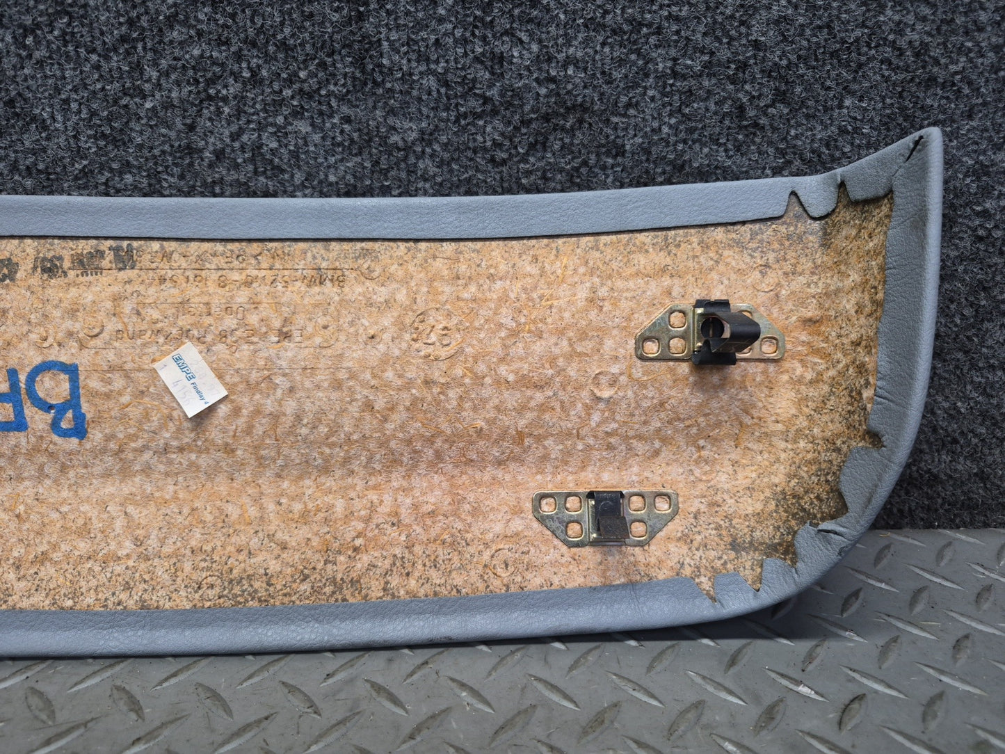 97-03 BMW E39 540i Front Left Seat Rear Back Upper Trim Panel Cover Gray OEM